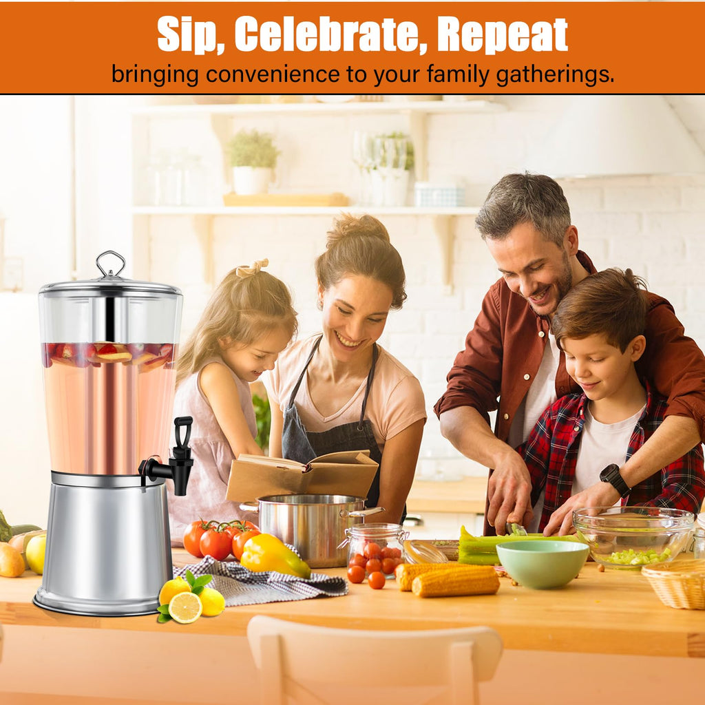 2 Gallons Stainless Steel Beverage Dispenser with Stand and Spigot B277