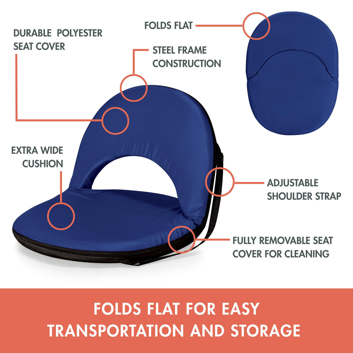 Portable Reclining Stadium Seat with Back Support G8651