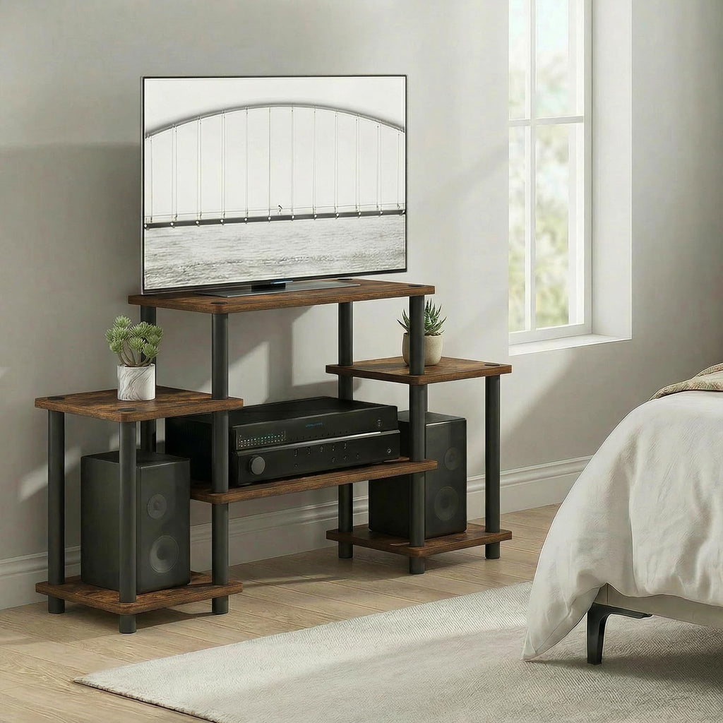 6-Shelf Toolless TV Stand with Raised Top for TV up to 50 Inch C307