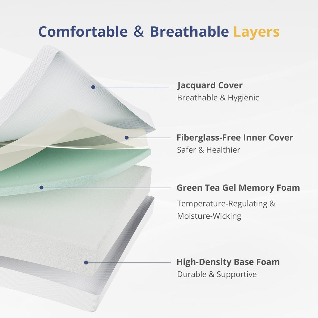 Twin Memory Foam Mattress 5 Inch Medium Firm White T6844