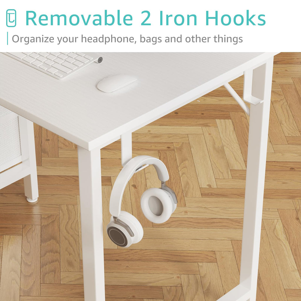 White 47 Inch Computer Desk with Drawers B319099