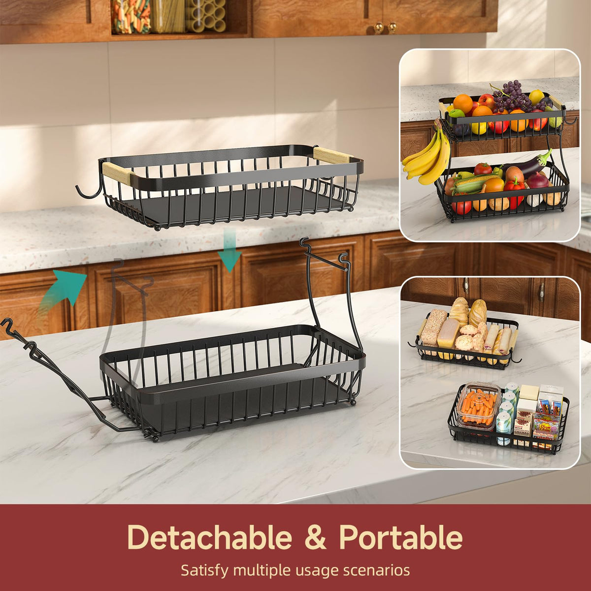 3-Tier Detachable Metal Fruit Basket V9766
