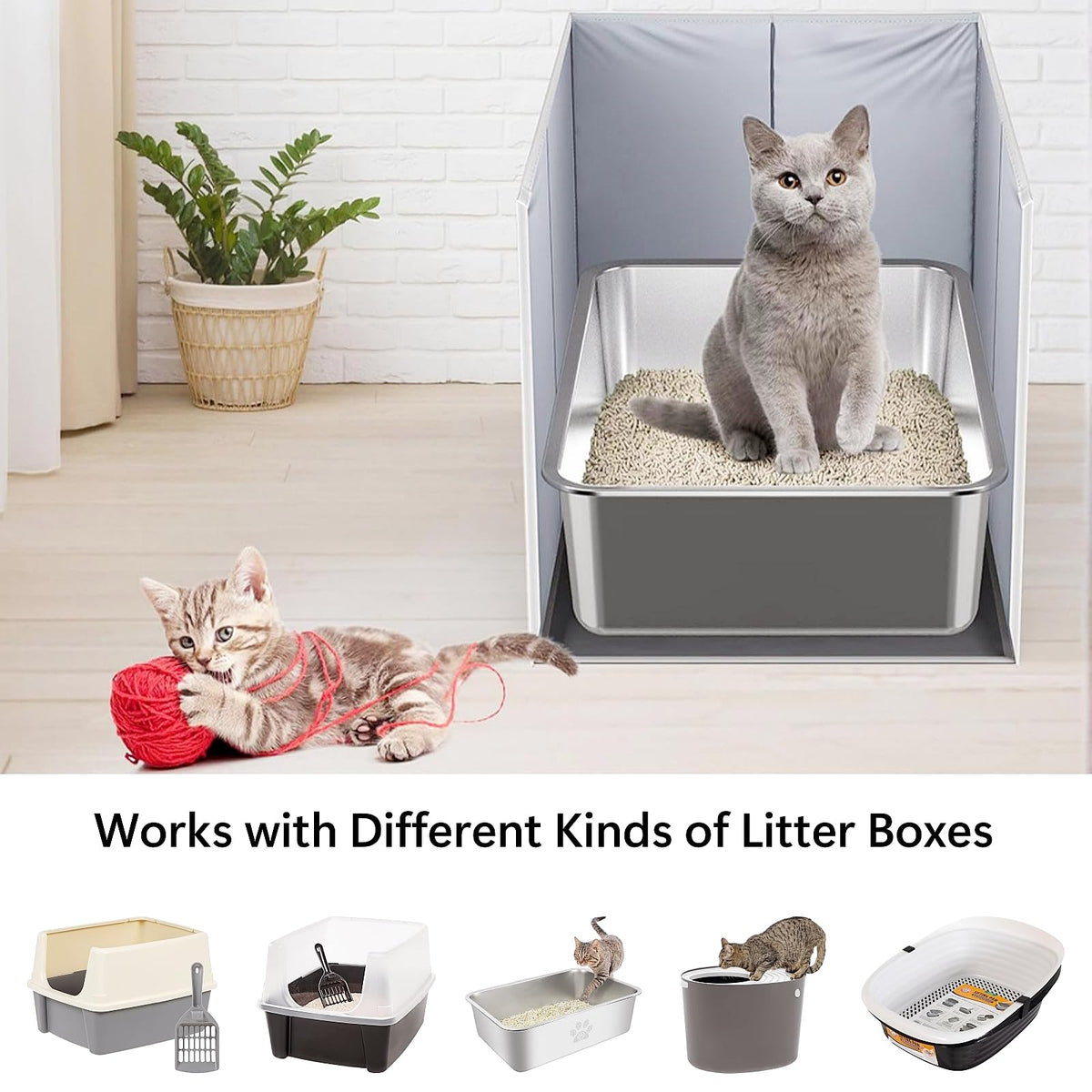 Extra Large Open Top High Sided Cat Litter Box Enclosure Q271604