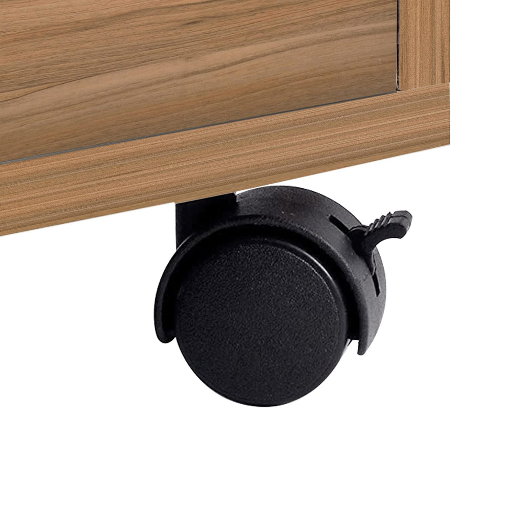 23.6in Rolling Nightstand with 2 Drawers and Shelf Oak G5968