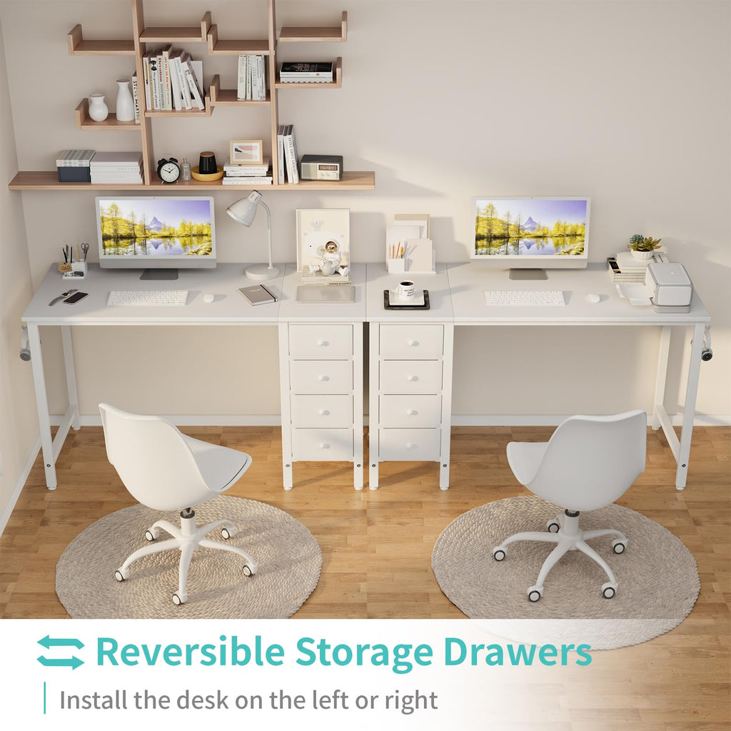 White 47 Inch Computer Desk with Drawers B319099