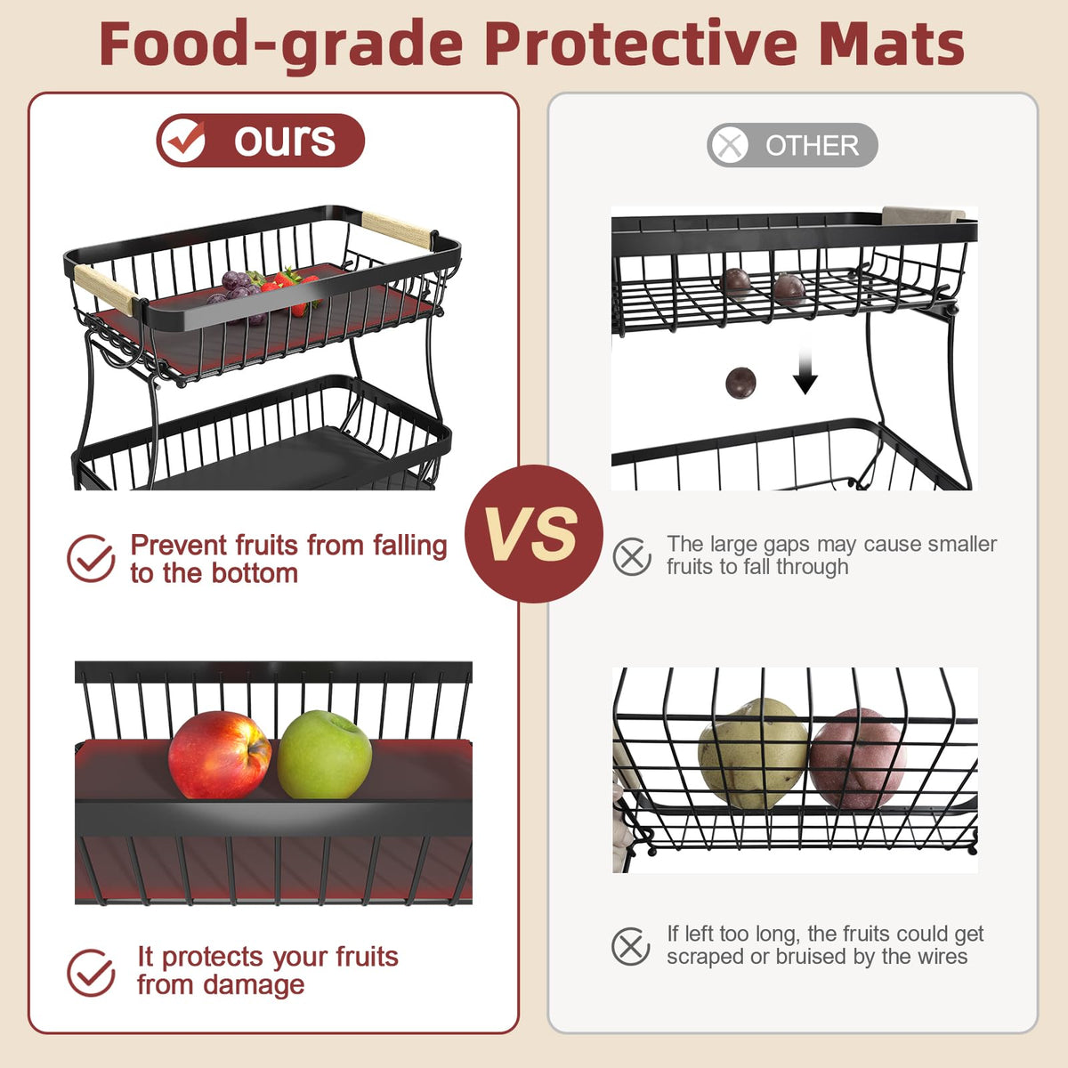 3-Tier Detachable Metal Fruit Basket V9766