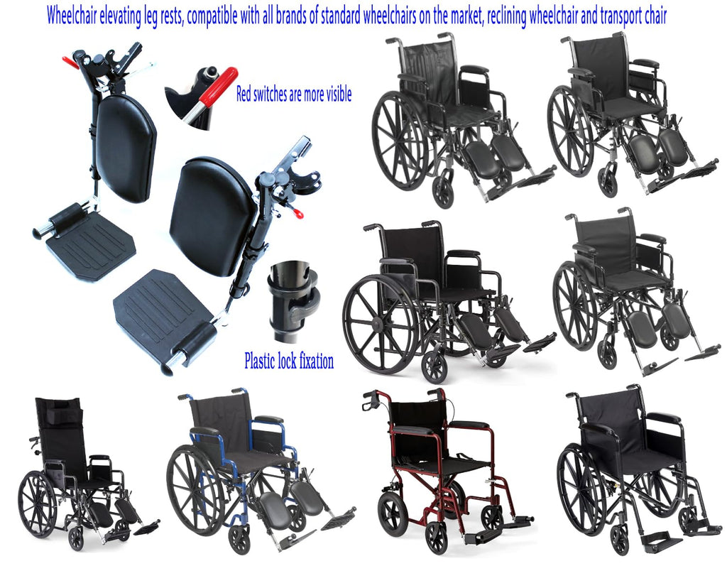 Black Wheelchair Elevating Leg Rest with Calf Pads and Composite Footplates Z203663