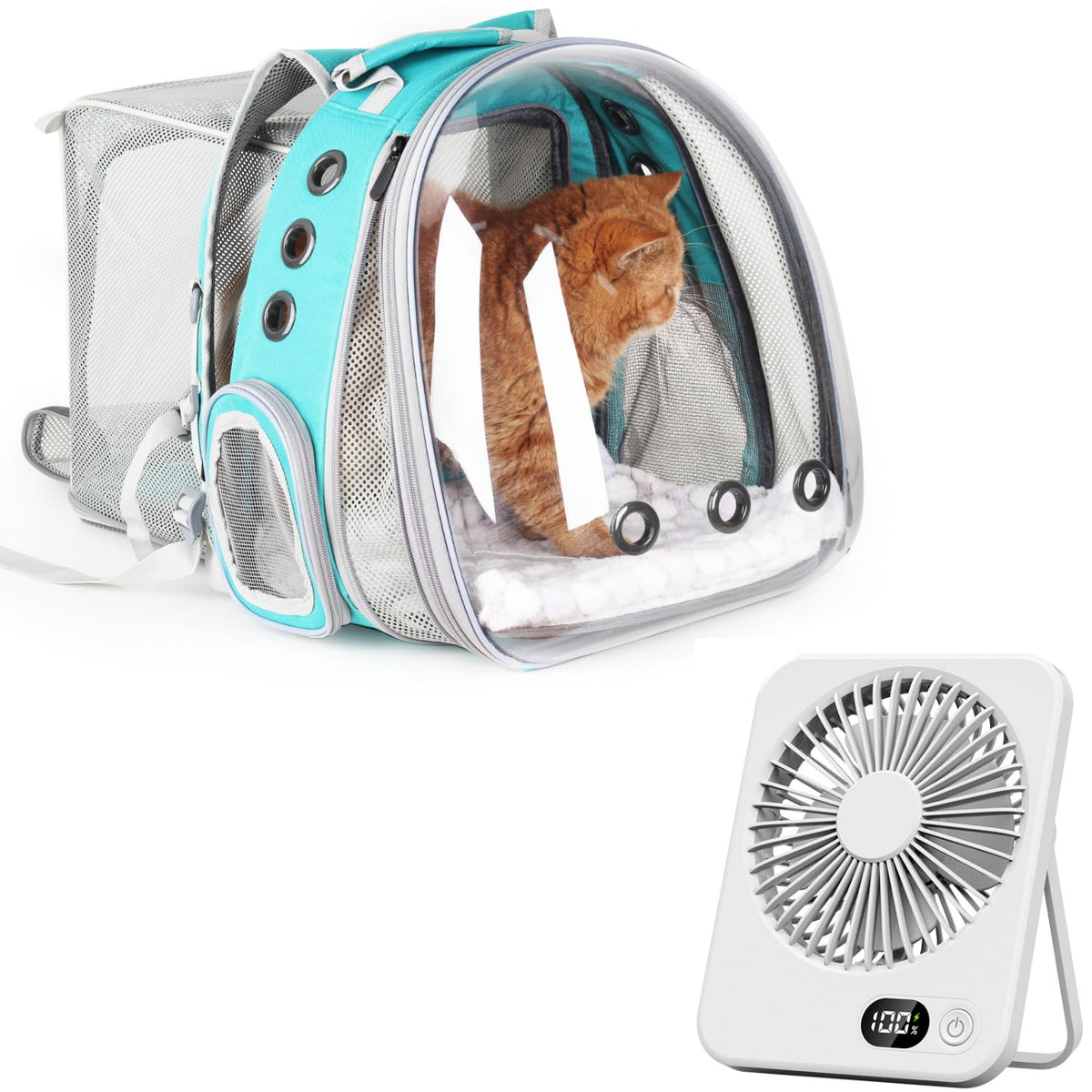 Expandable Cat Backpack with Mini Fan R13225