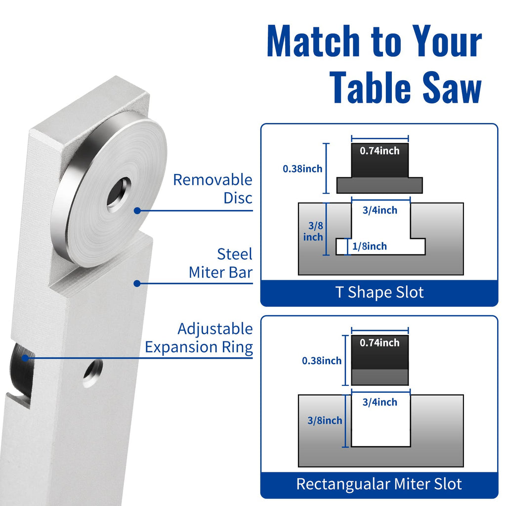Table Saw Miter Gauge Fence with 11 Preset Angle Stops S727