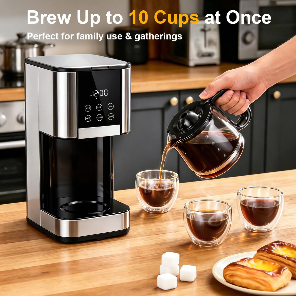 10 Cup Programmable Drip Coffee Maker with Glass Carafe A293