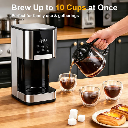 10 Cup Programmable Drip Coffee Maker with Glass Carafe A293
