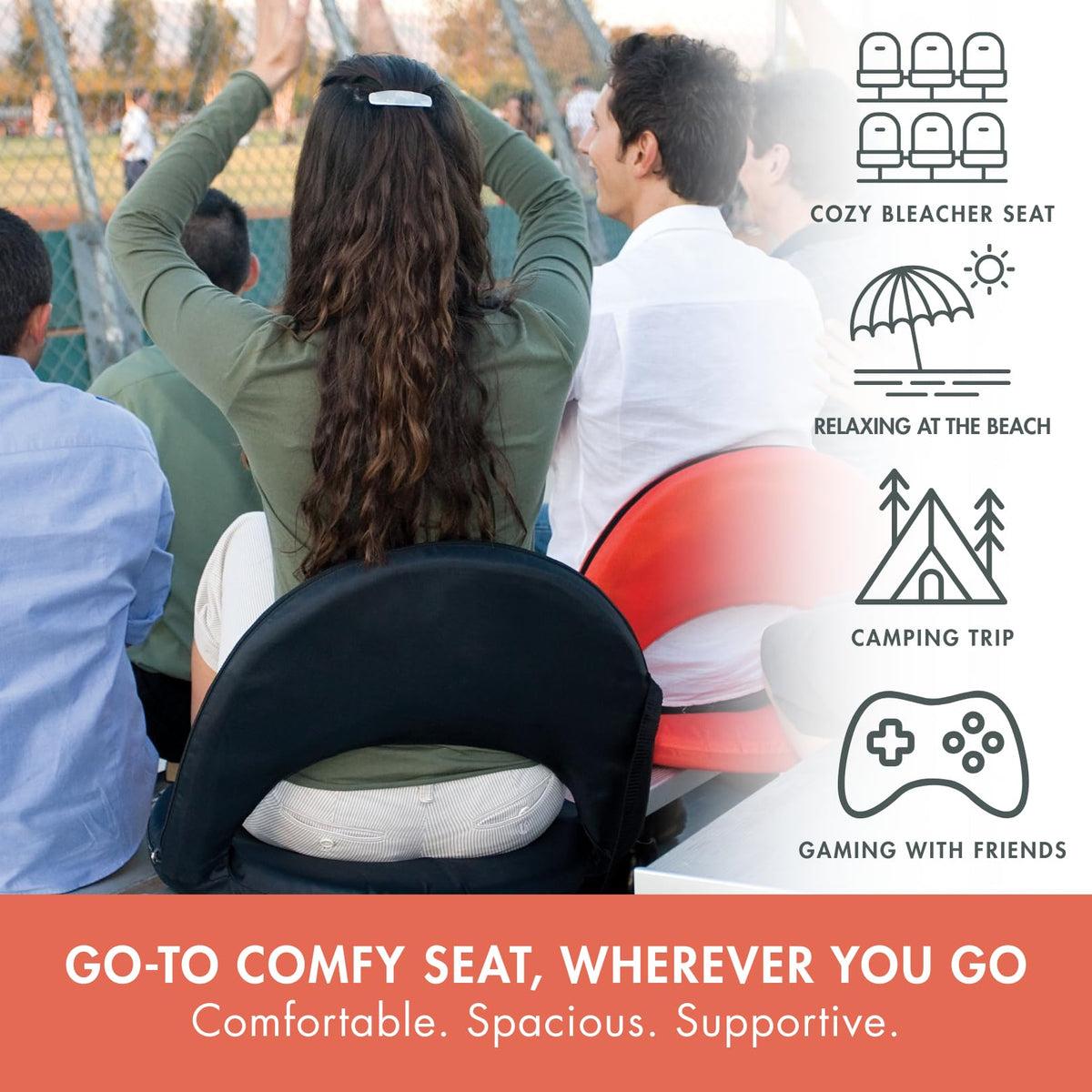 Portable Reclining Stadium Seat with Back Support G8651