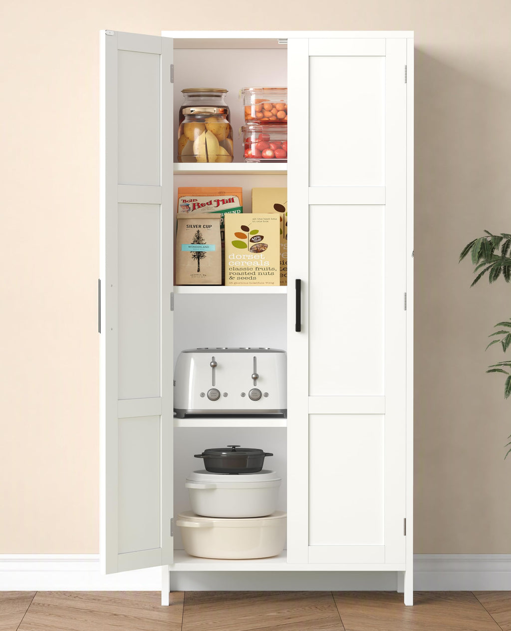 51.2"H Tall White 2 Doors Bathroom Cabinet M95138