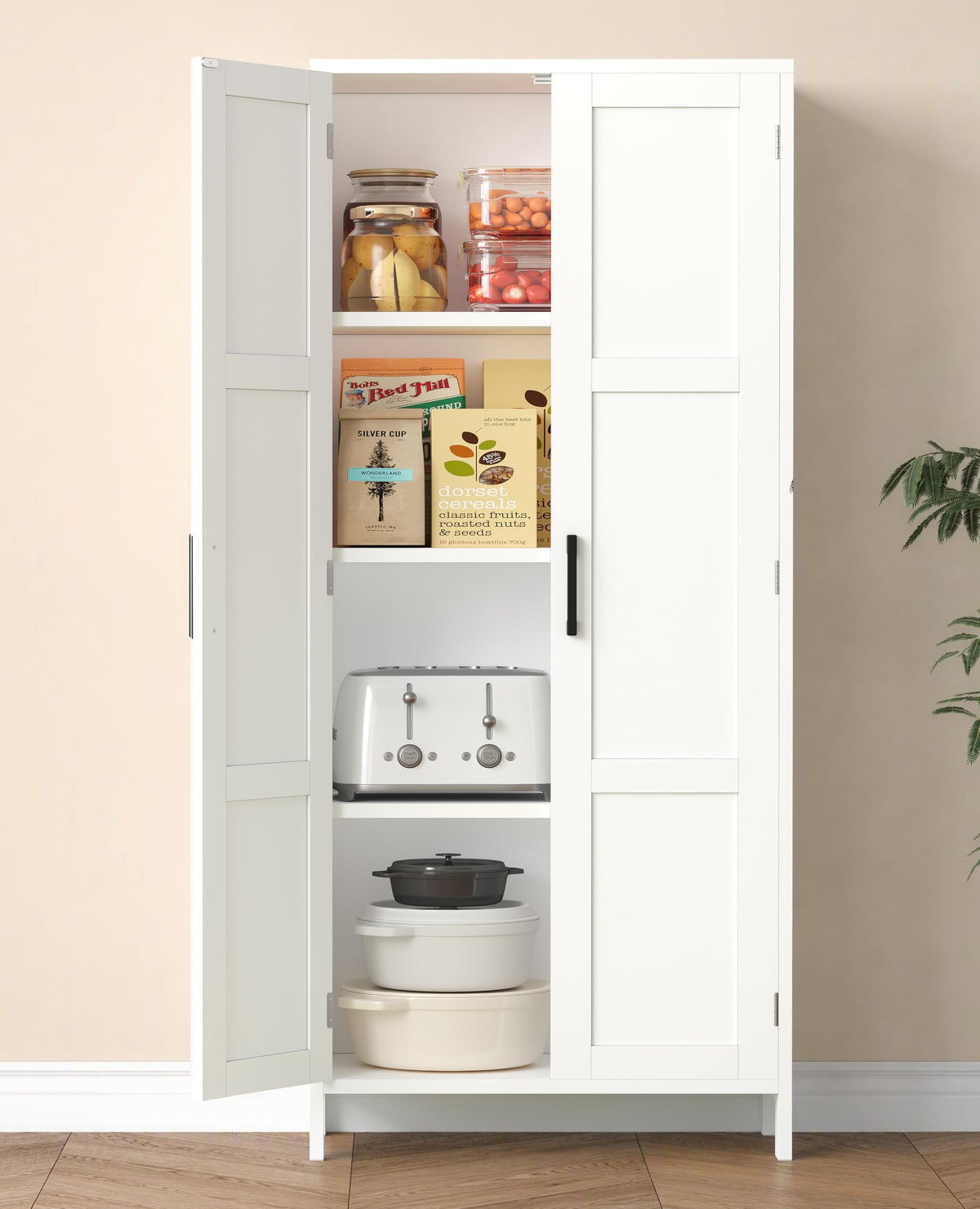 51.2"H Tall White 2 Doors Bathroom Cabinet M95138