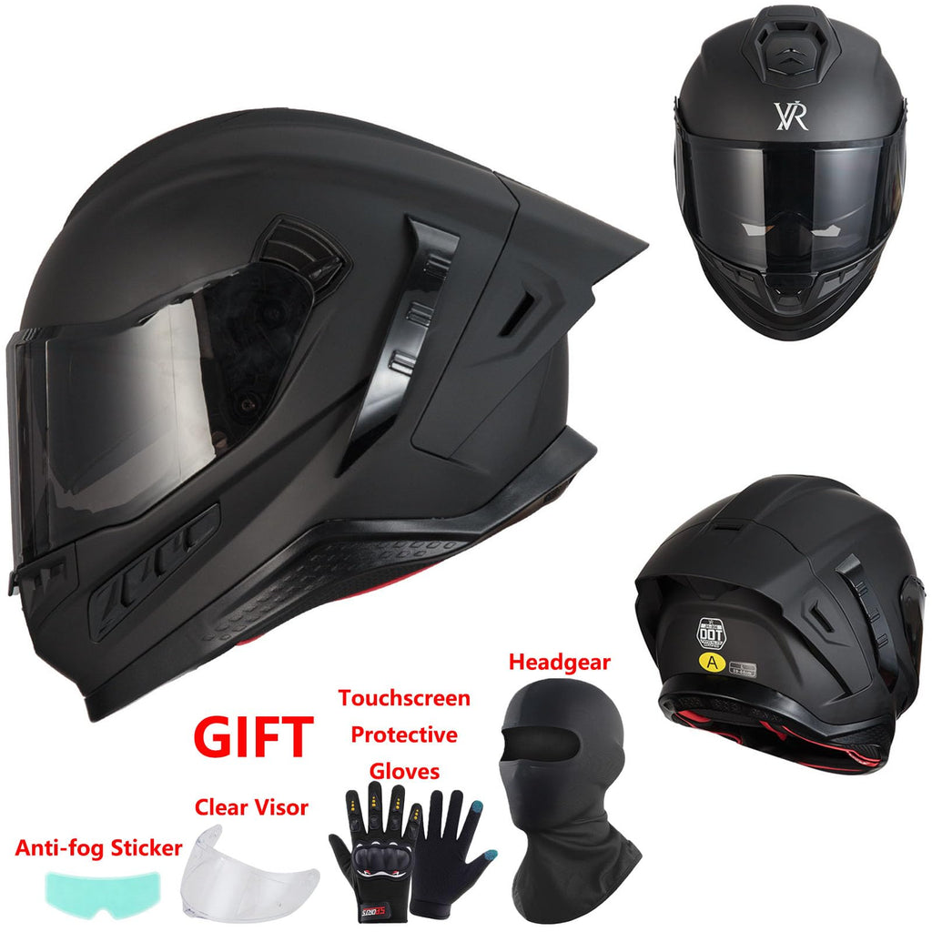 Full Face Motorcycle Helmet DOT Dual Sun Visor Y347232