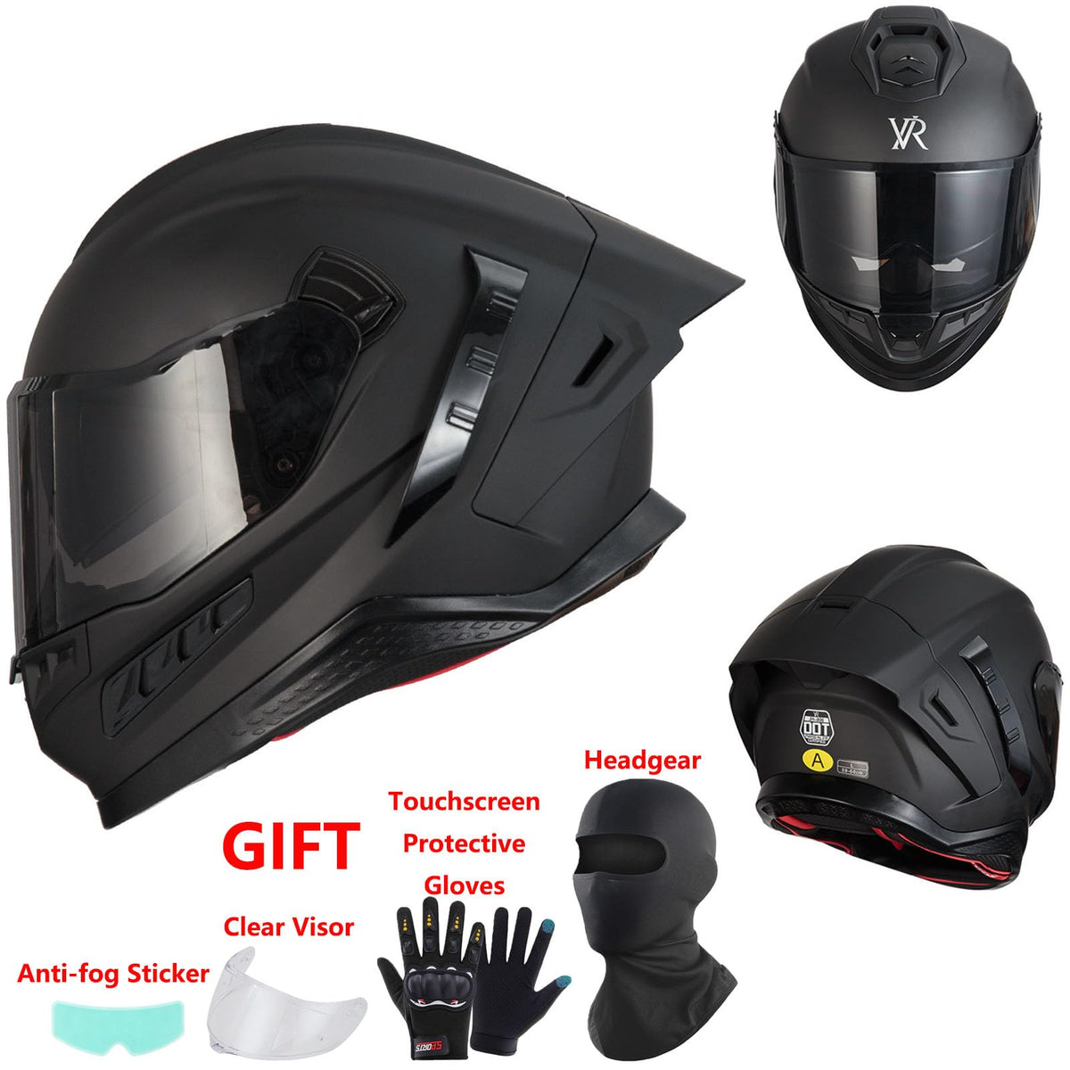 Full Face Motorcycle Helmet DOT Dual Sun Visor Y347232