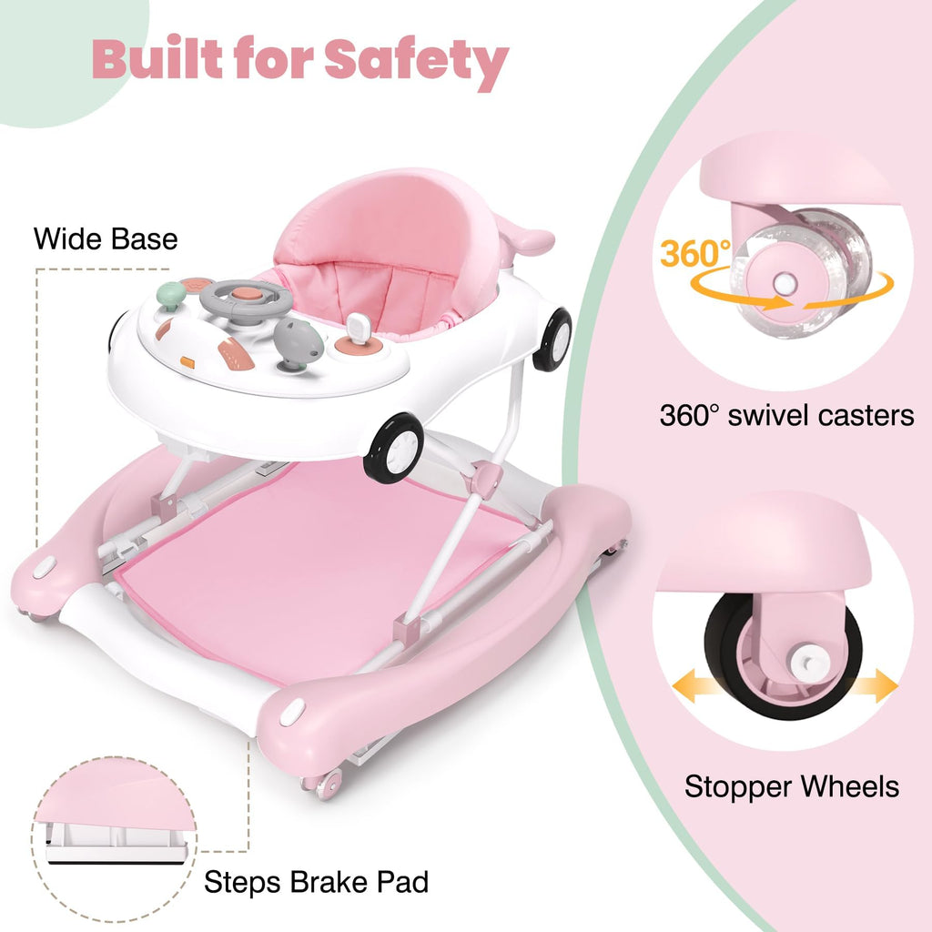 5-in-1 Convertible Baby Walker with Steering Wheel Music Activity Center F668