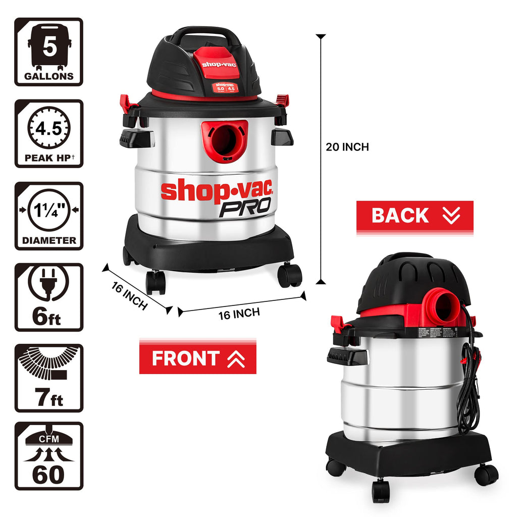 5 Gallon 4.5 Peak HP Wet/Dry Vacuum W54523