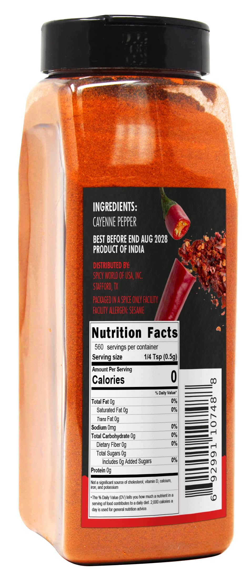 Cayenne Pepper Powder 16oz Jar 50,000 SHU Gluten Free U700496