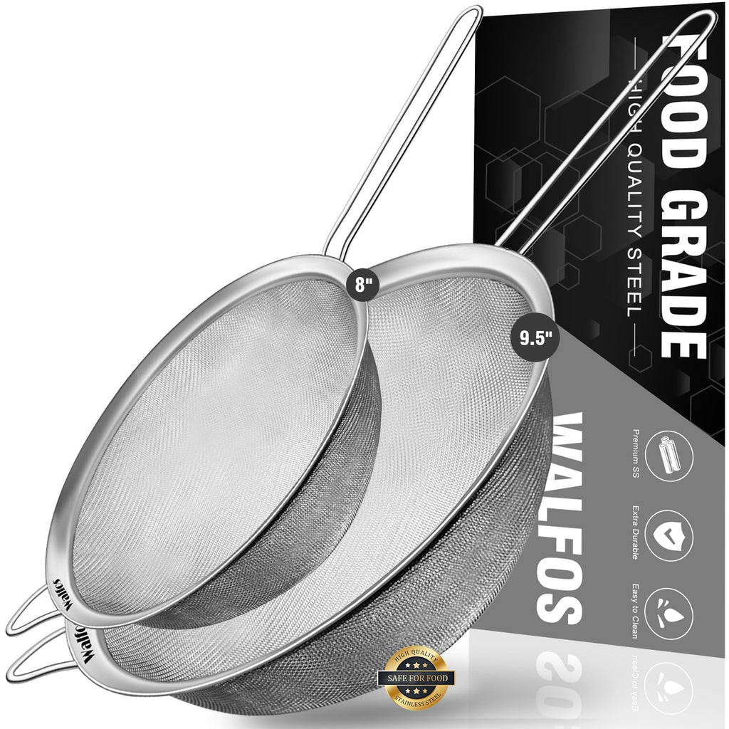 Large Fine Mesh Stainless Steel Strainer Set of 2 L30656