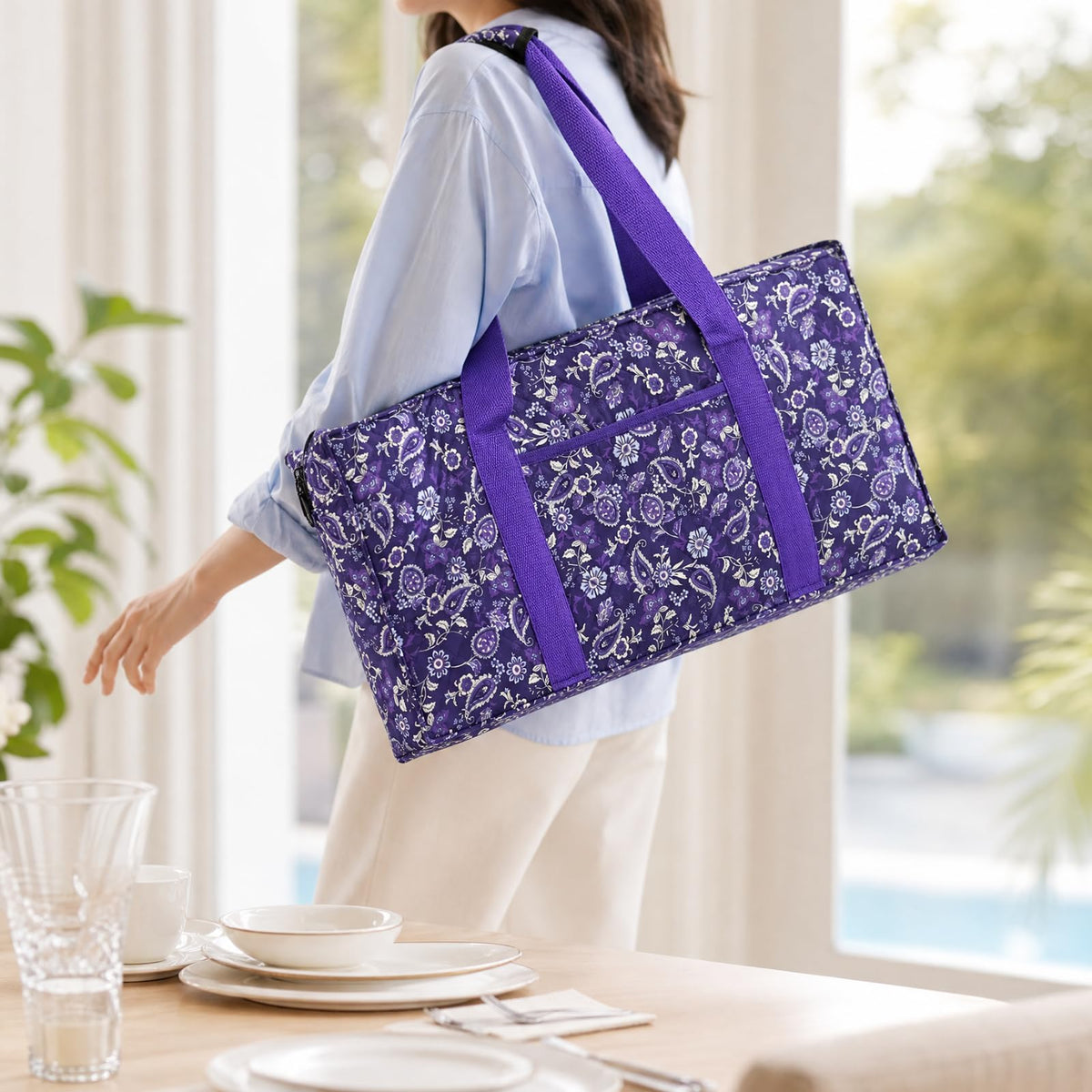 Purple 166 Tile Mahjong Set with Racks and Bag R11364