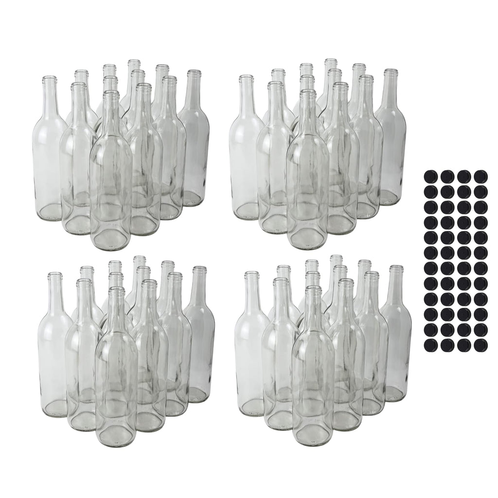 750ml Clear Glass Bottles with Lids, 48-Pack I400