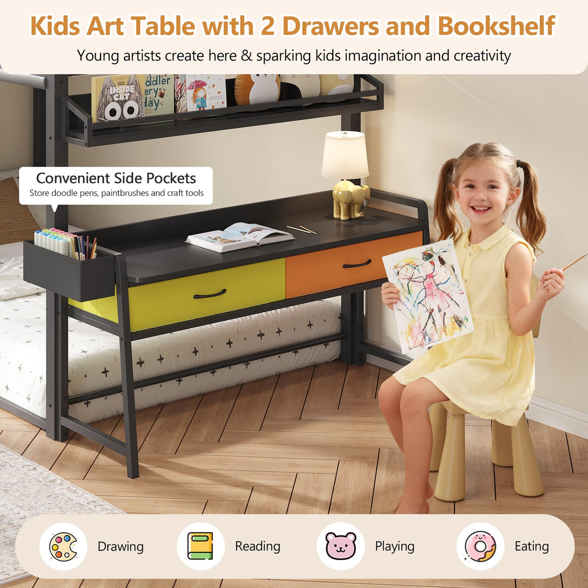 Twin Over Twin Bunk Bed with Desk and Drawers H97976