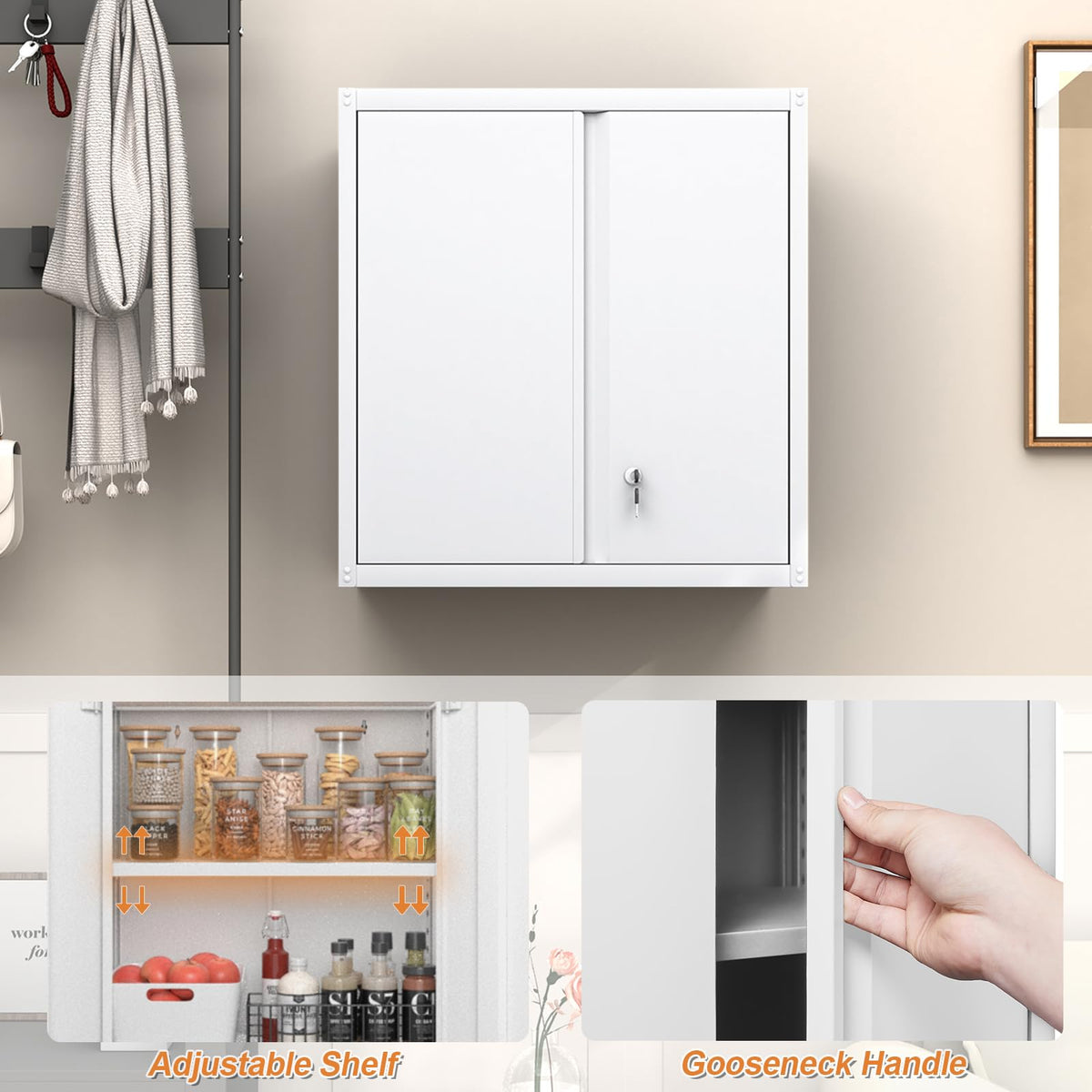 Metal Wall Mounted Storage Cabinet with Lock U187509