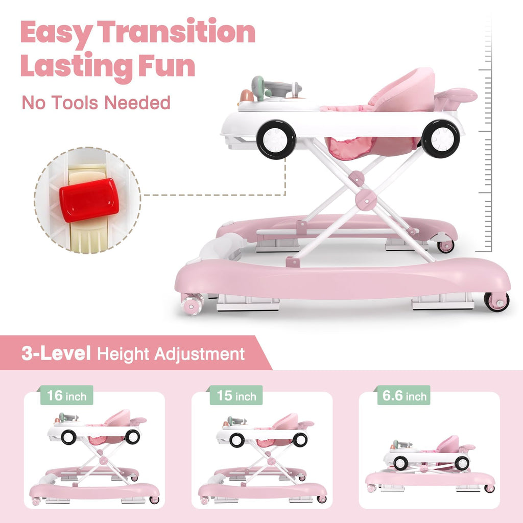 5-in-1 Convertible Baby Walker with Steering Wheel Music Activity Center F668