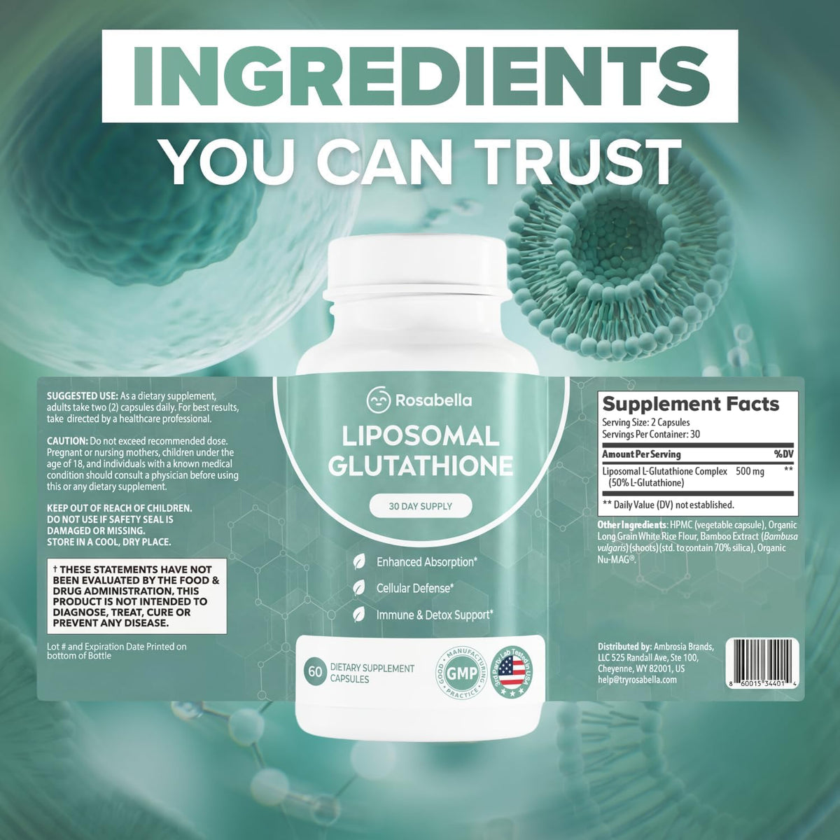 500mg Glutathione Supplement 60 Capsules H127