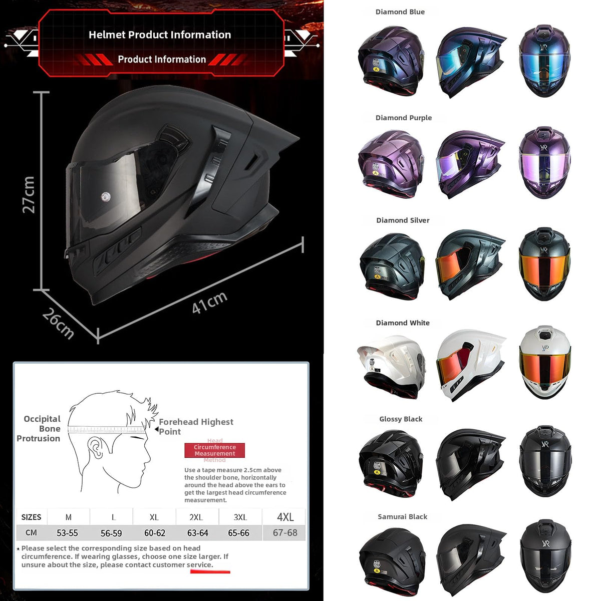 Full Face Motorcycle Helmet DOT Dual Sun Visor Y347232
