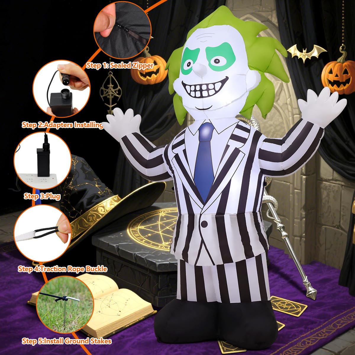 6 FT Halloween Inflatables with Built-in LEDs W792469