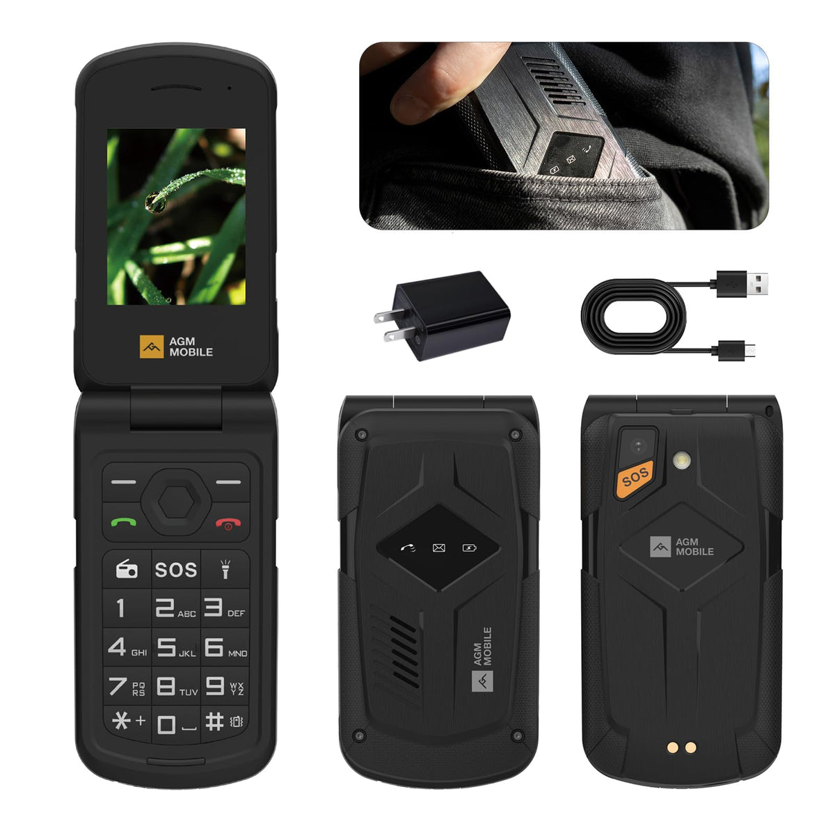 4G LTE Dual SIM IP69K Waterproof Rugged Flip Phone Y35722