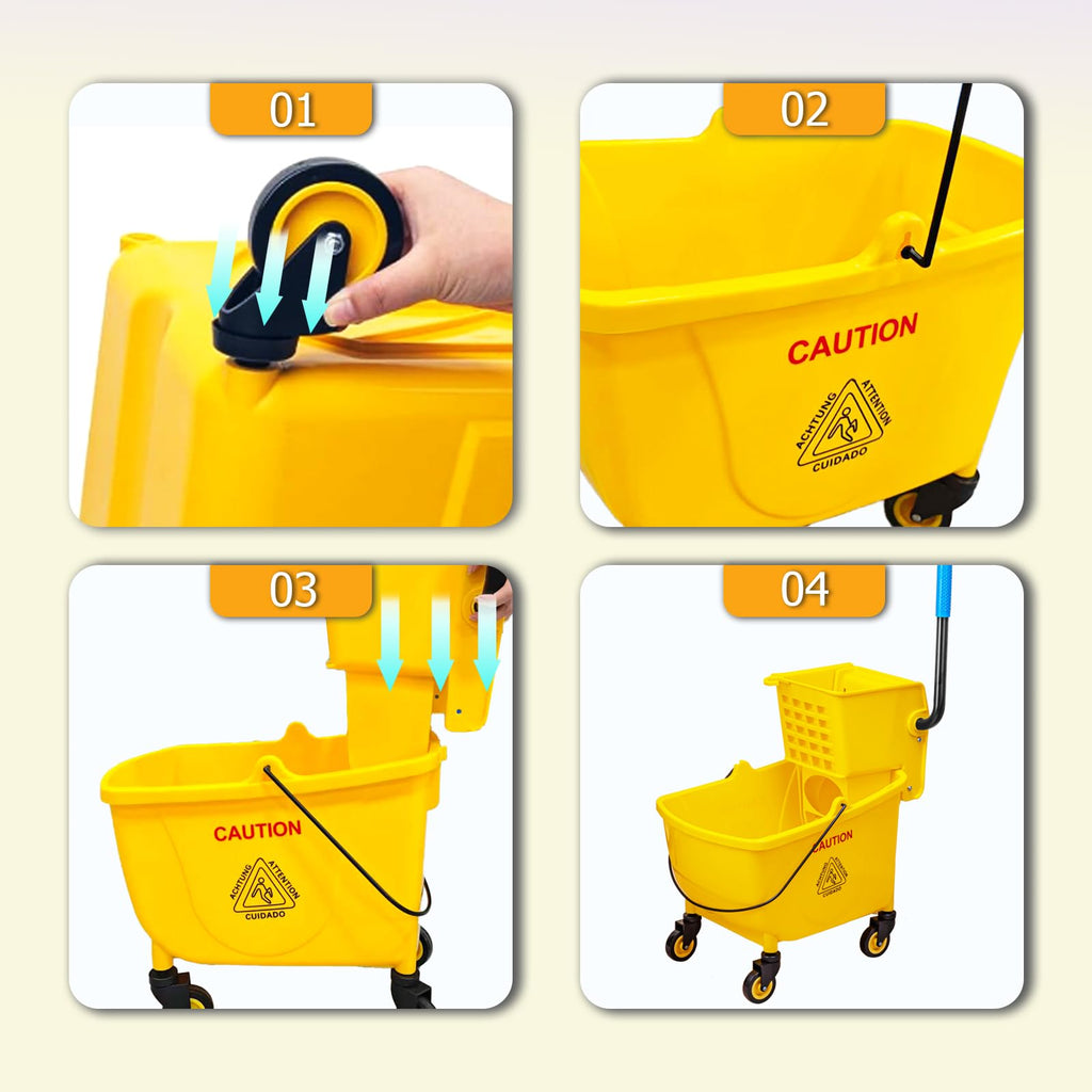 33 Qt Mop Bucket with Side-Press Wringer and Cotton Mop A74612