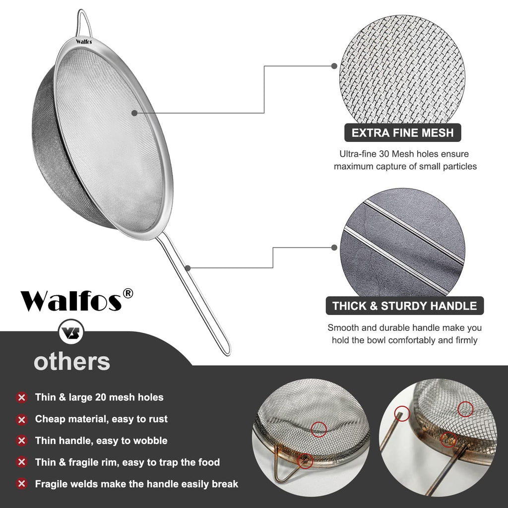 Large Fine Mesh Stainless Steel Strainer Set of 2 L30656