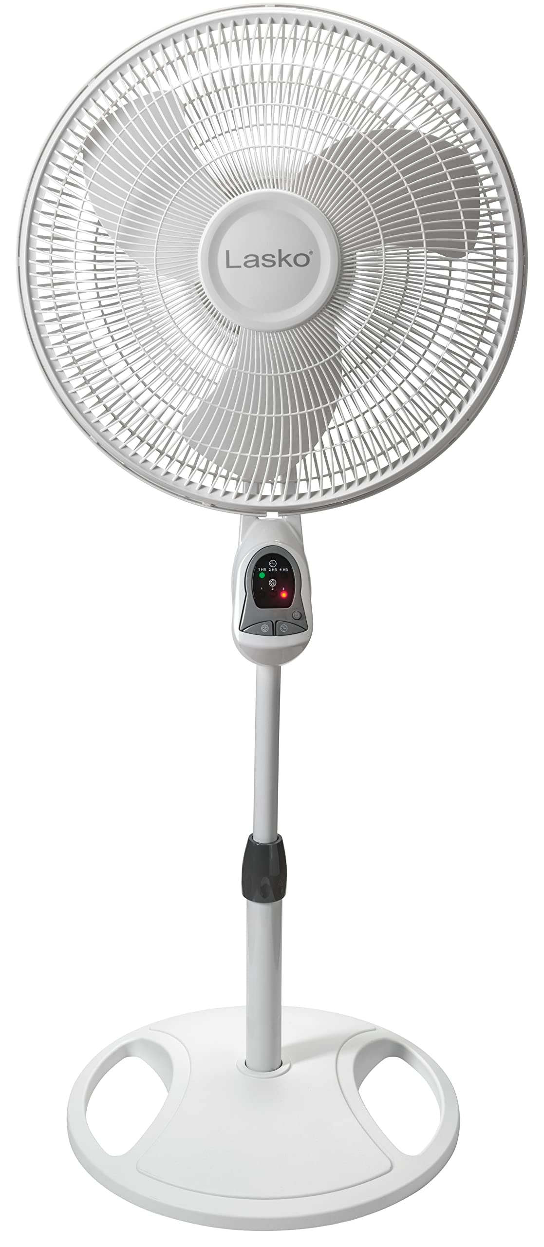 16" White Oscillating Pedestal Fan with Remote and 18" Black Adjustable Pedestal Fan E907813