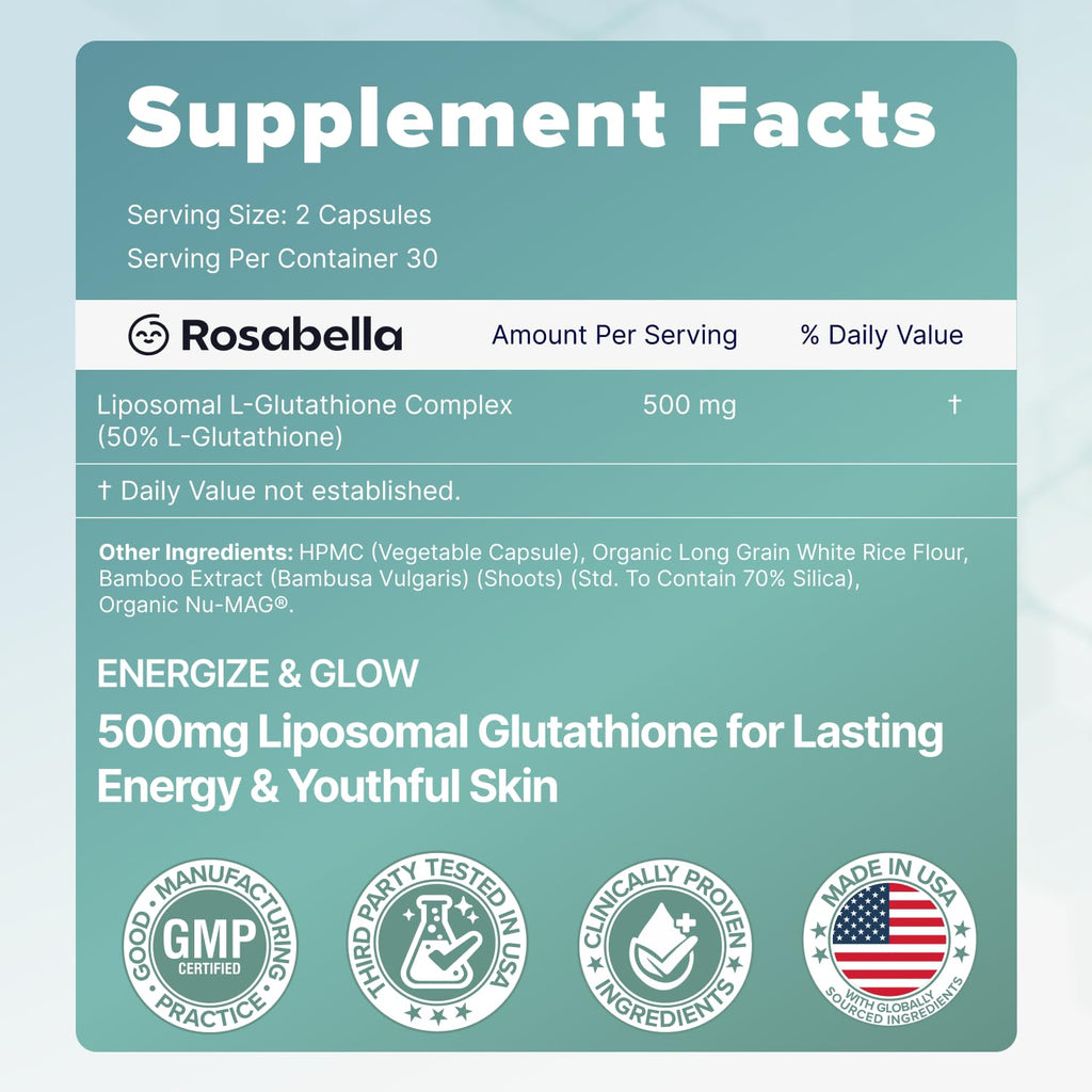 500mg Glutathione Supplement 60 Capsules H127