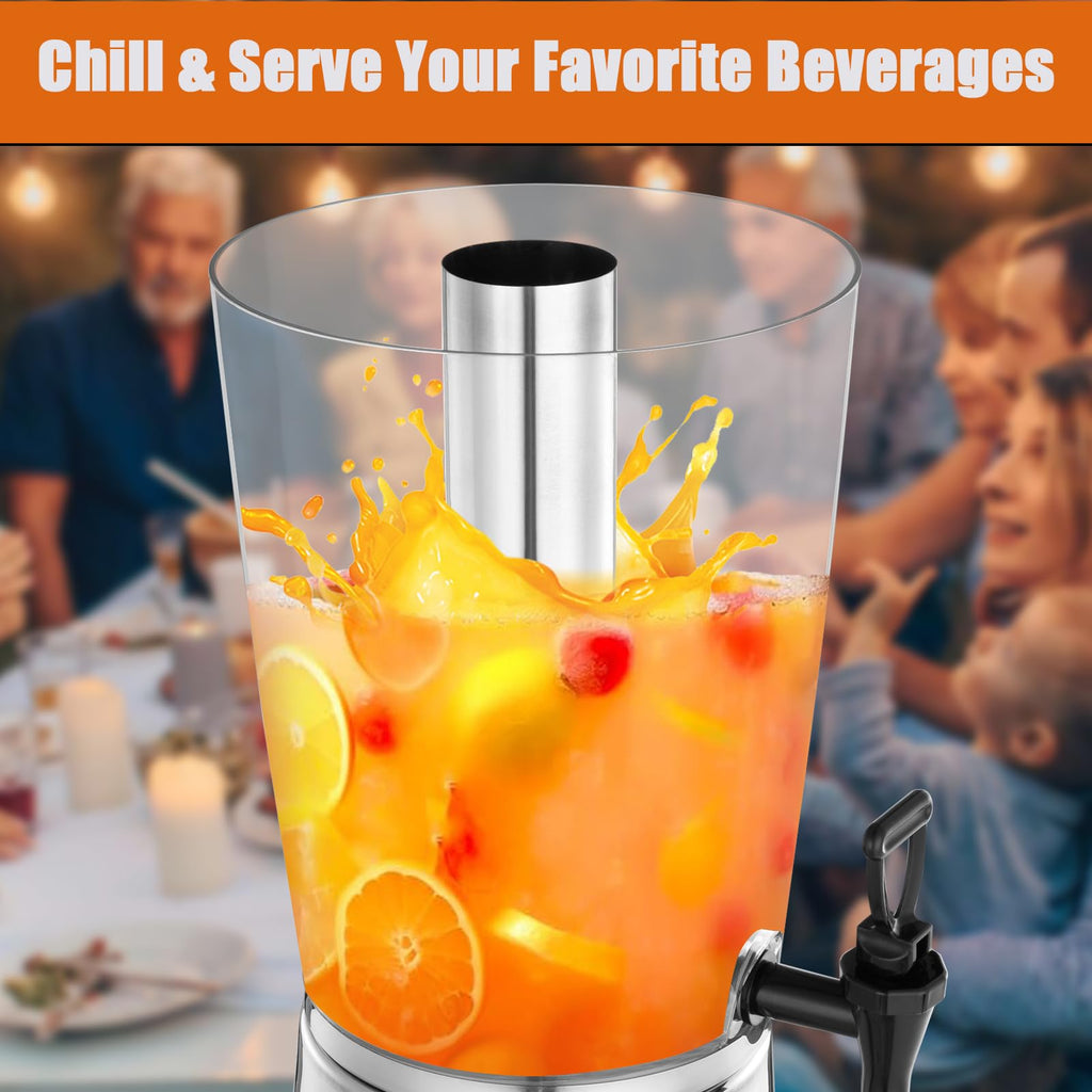 2 Gallons Stainless Steel Beverage Dispenser with Stand and Spigot B277