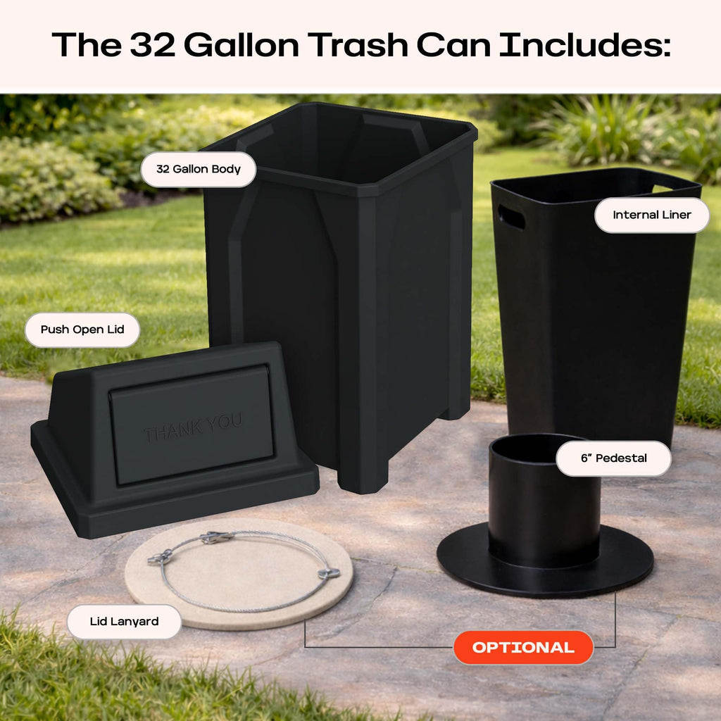 32 Gallon Outdoor Trash Can with Lid A6746