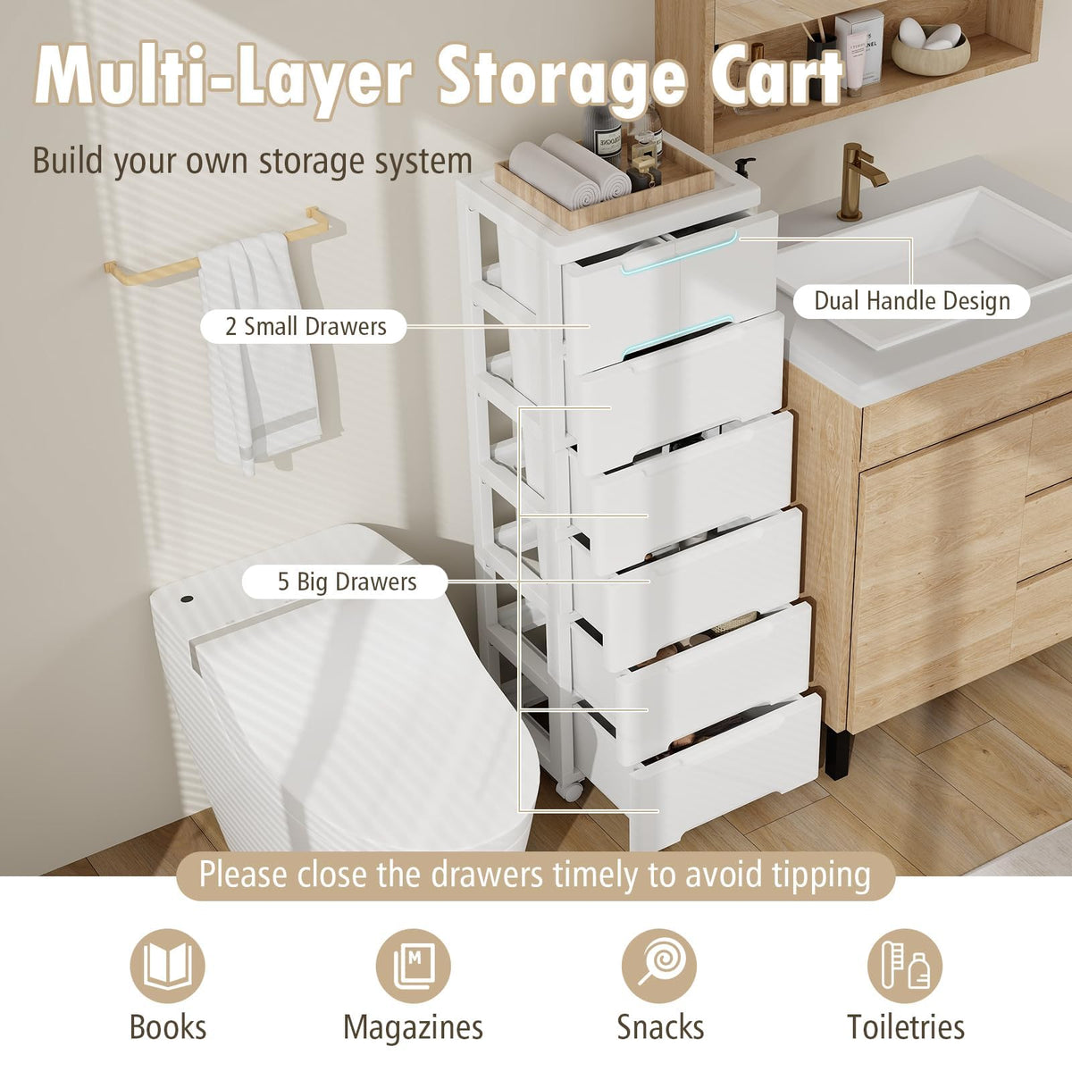 Storage Cabinet with 6 Plastic Drawers Y63101