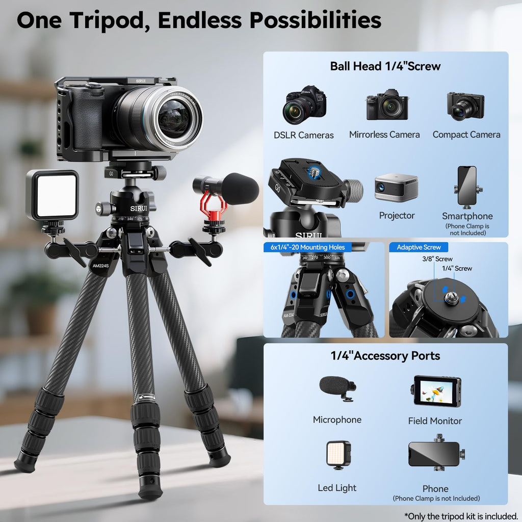 Carbon Fiber Mini Desktop Tripod with 360° Ball Head N783