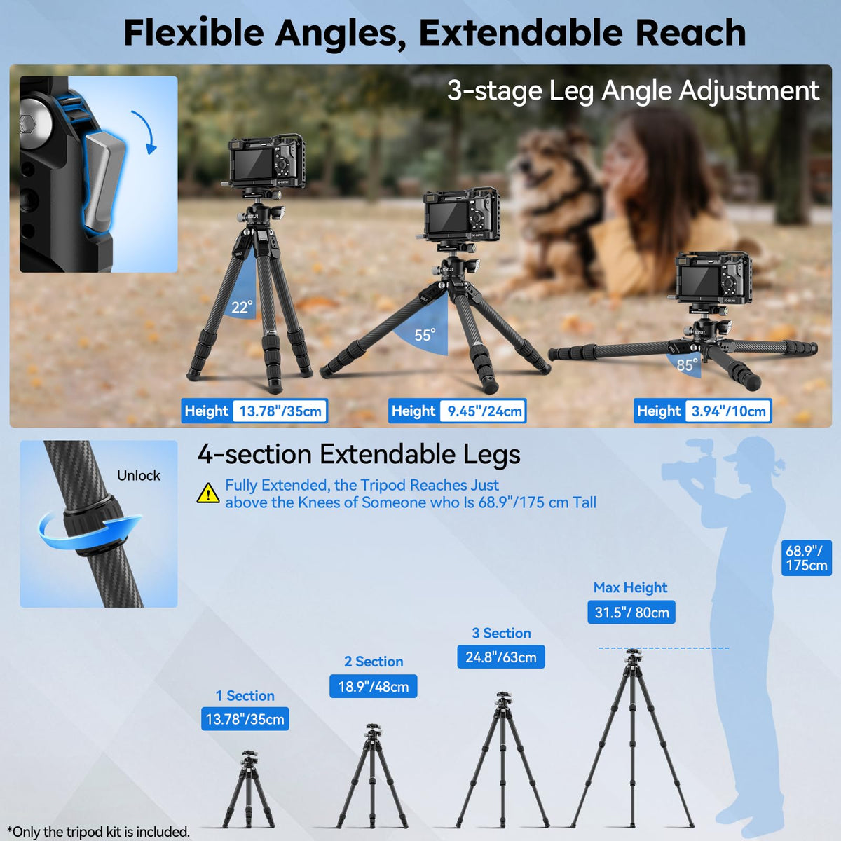 Carbon Fiber Mini Desktop Tripod with 360° Ball Head N783