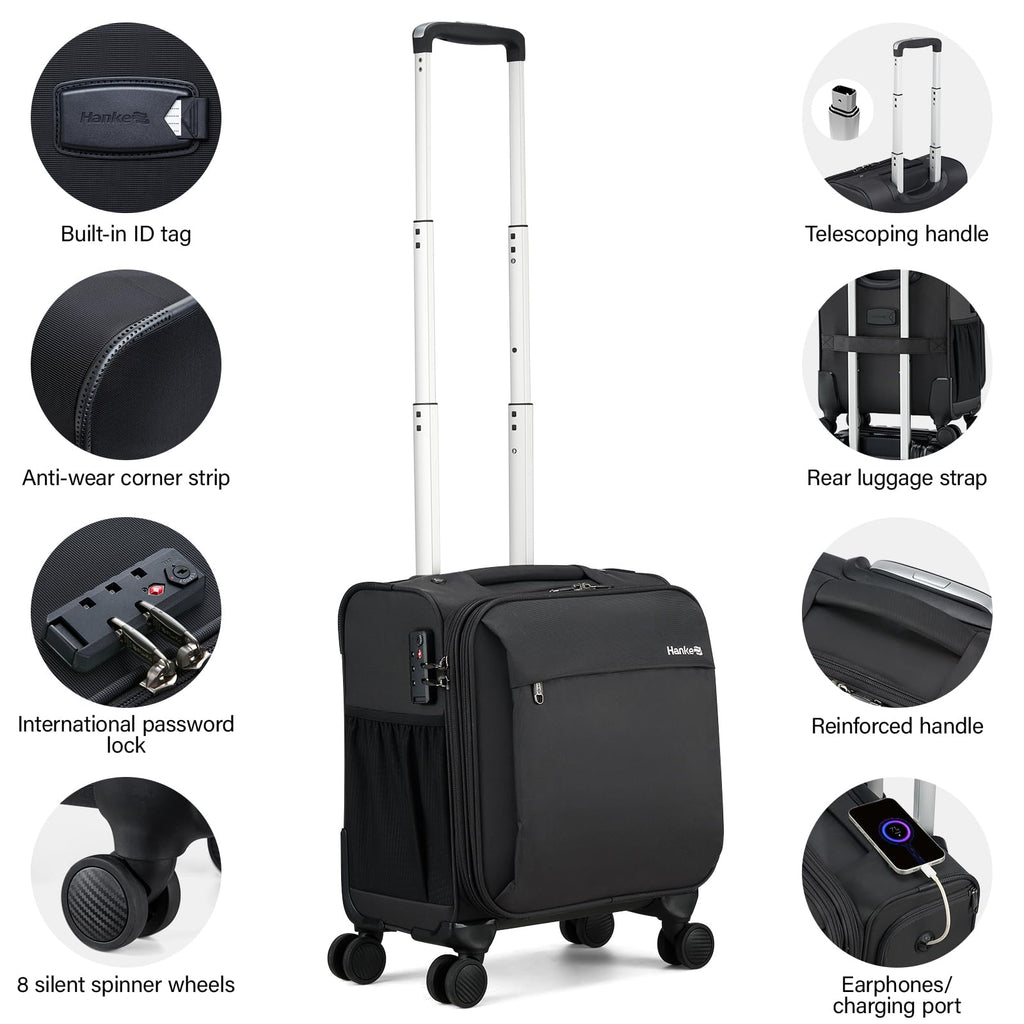 16 Inch Underseat Carry On Luggage with Wheels Dark Gray R749941