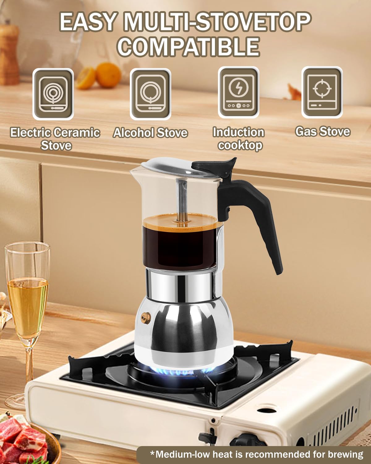 9 Cup 15 oz Stovetop Espresso Moka Pot O34002