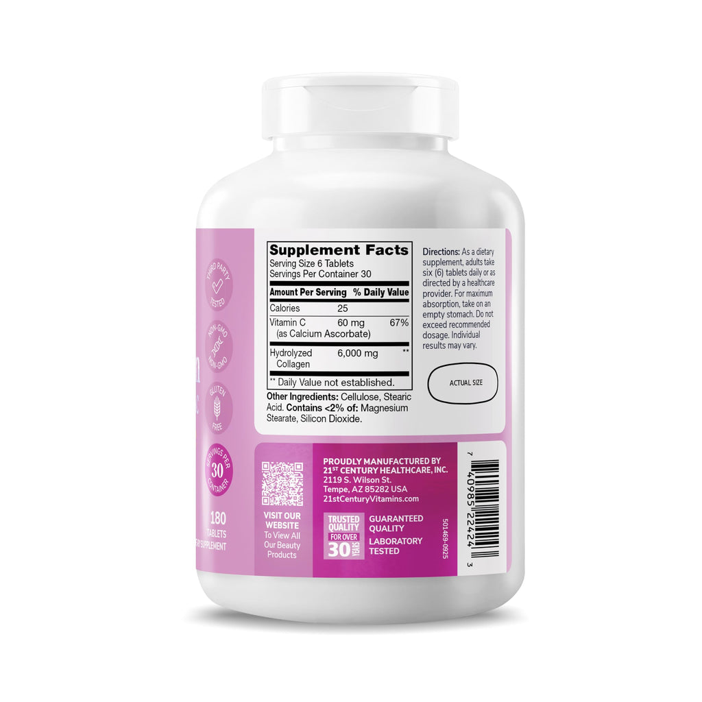 Collagen Vitamin C Tablets 6000mg 180 Count D110