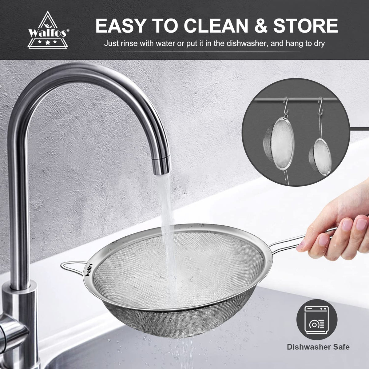 Large Fine Mesh Stainless Steel Strainer Set of 2 L30656