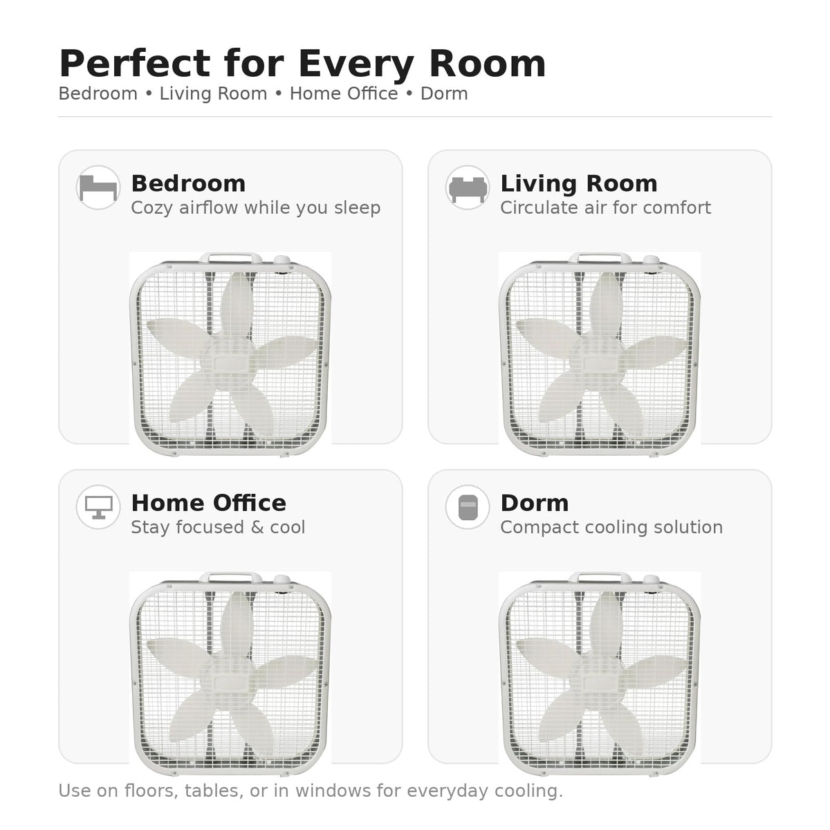 20 Inch 3 Speed Portable Floor Fan with Removable Grill, White R2026