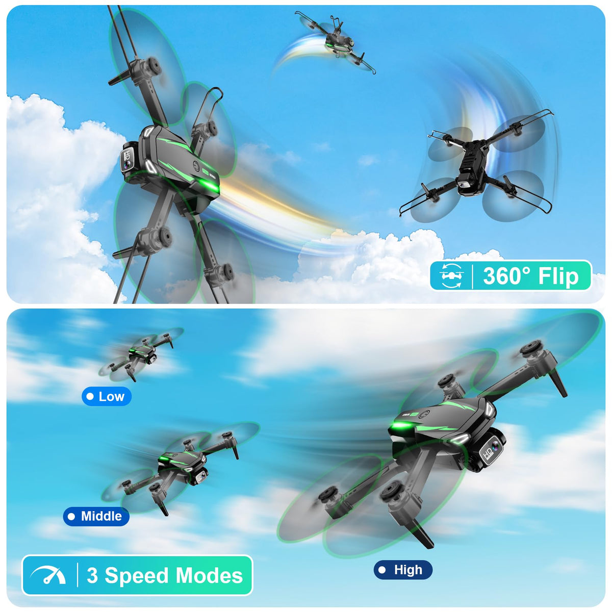 Foldable Mini Drone with 1080P Camera, 2 Batteries G168