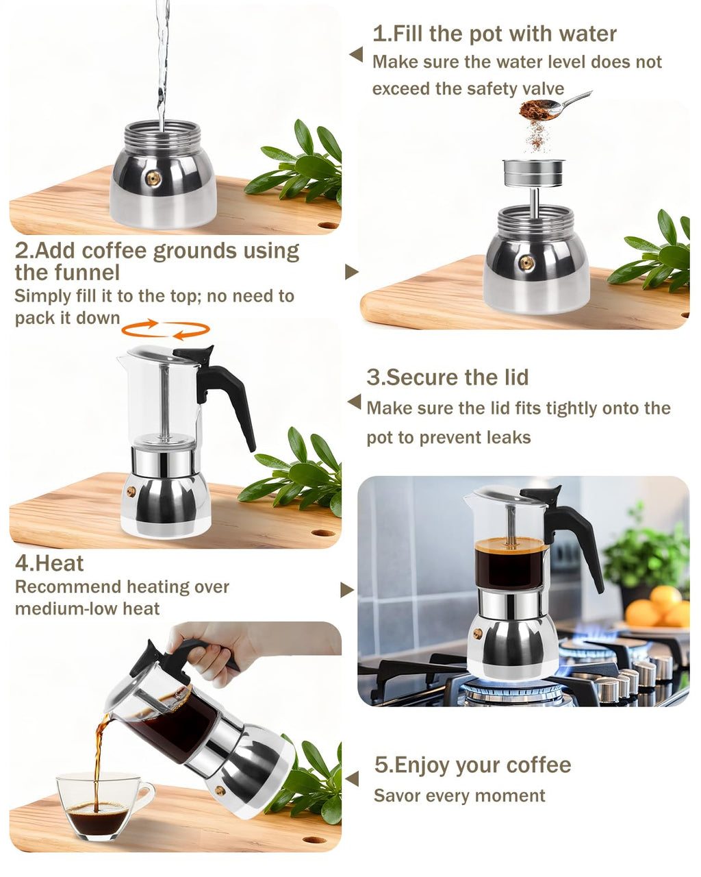 9 Cup 15 oz Stovetop Espresso Moka Pot O34002