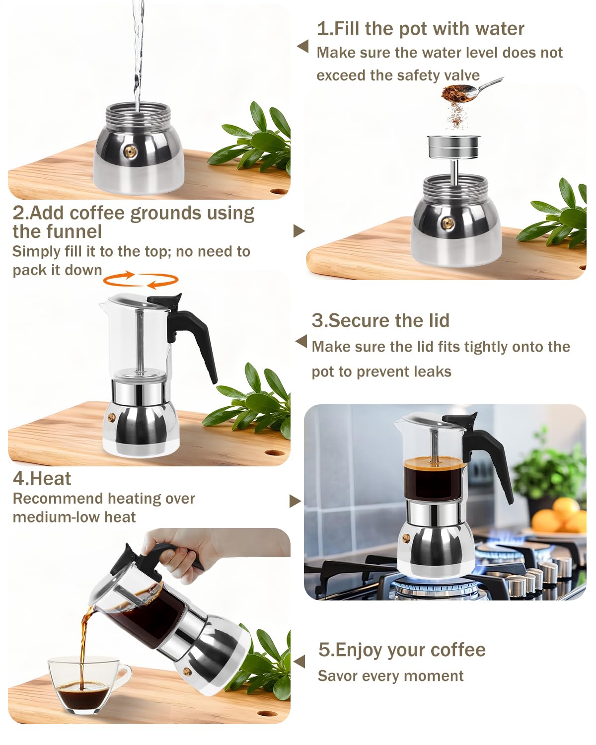 9 Cup 15 oz Stovetop Espresso Moka Pot O34002